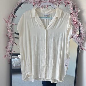 Nine West Off-White Button-Down Shirt